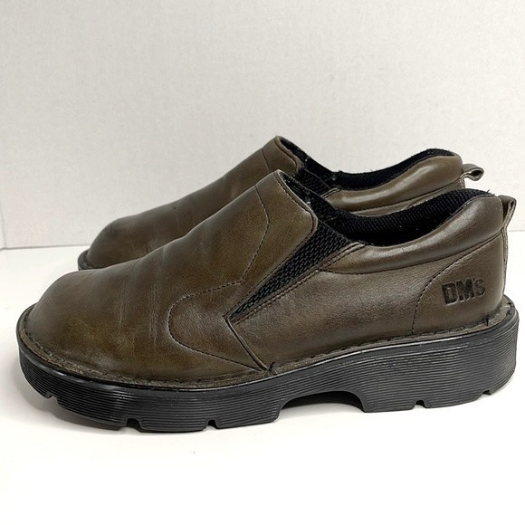 Dr. Martens Shoes - Vintage Dr. Martens Green Loafers Size 9.5 Chunky Slip On Made in England